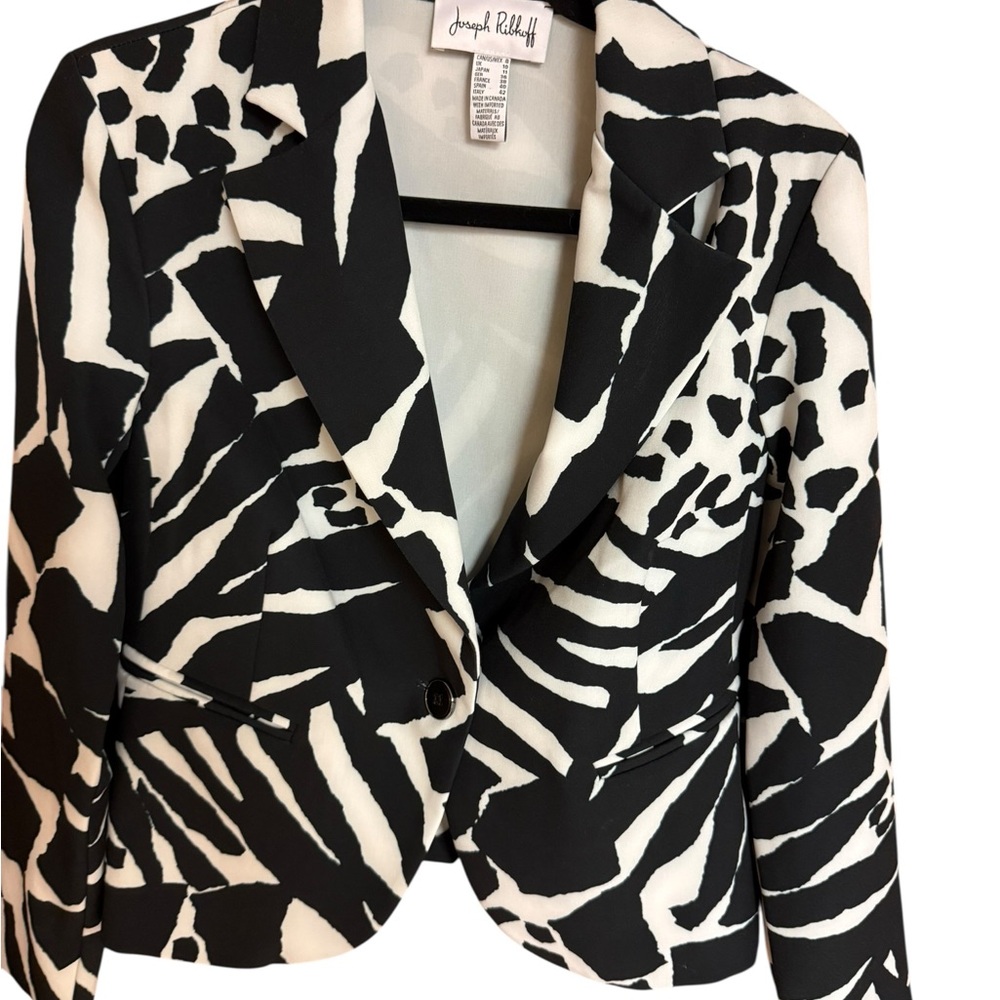 Joseph Ribkoff Black and White Patterned Blazer
